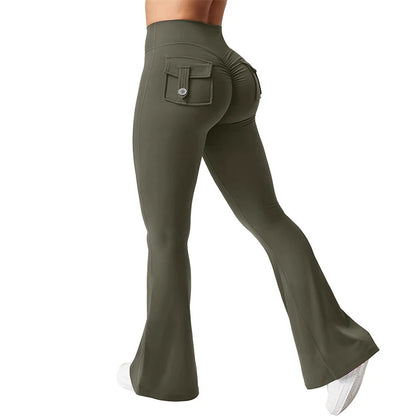 Apex Ritual – Women's High-Waist Flare Leggings – Pocket Quick-Dry Training Pants