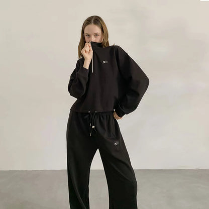 Apex Ritual – American Style Half Zipper Stand Collar Jacket Women – Yoga Running Set Long Sleeve