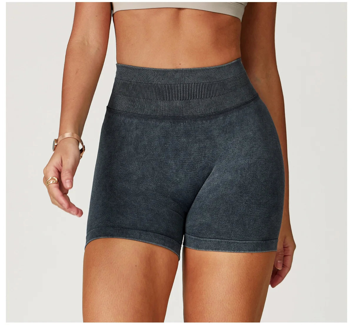 Apex Ritual – Women's High-Waist Yoga Shorts – Sand-Washed Squat-Proof Training Shorts