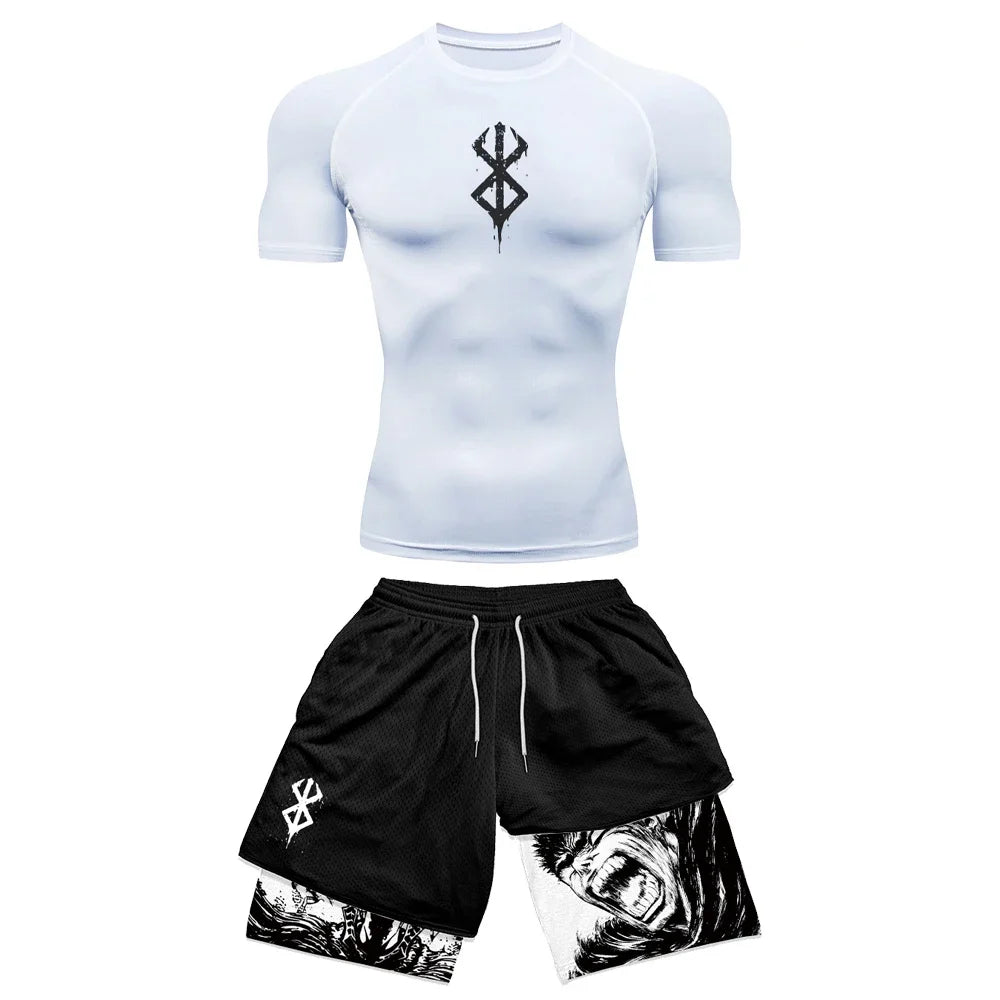 Apex Ritual Men's Compression Set – 3D Print Rash Guard Top & Shorts