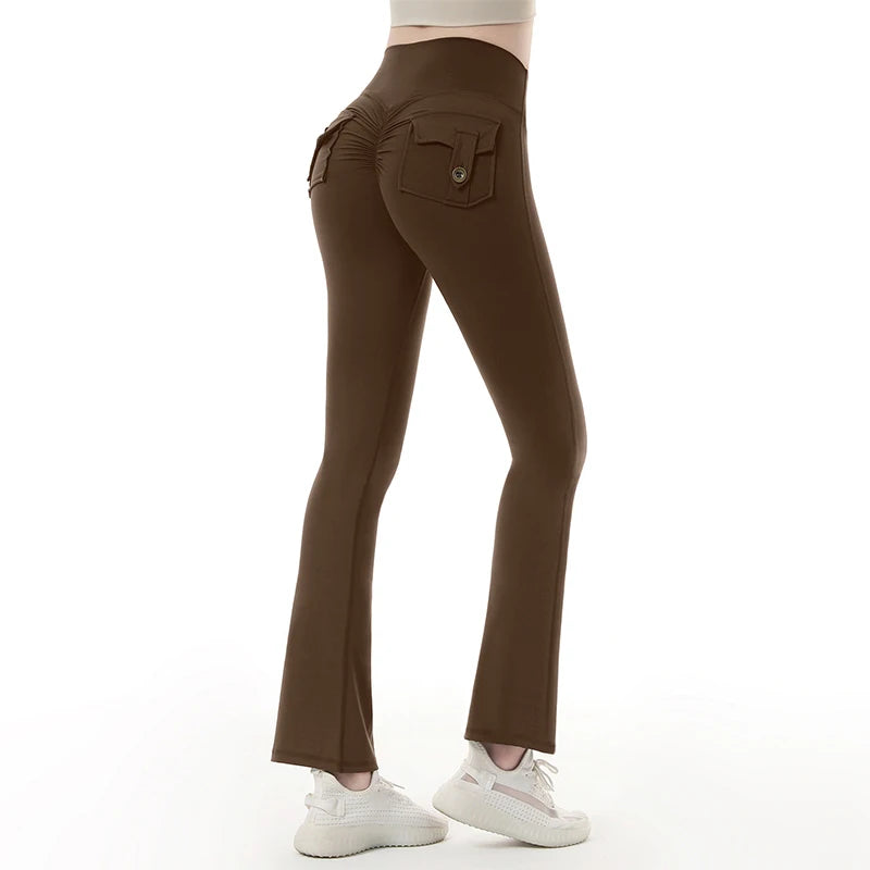 Apex Ritual – Women's High-Waist Flare Leggings – Pocket Quick-Dry Training Pants