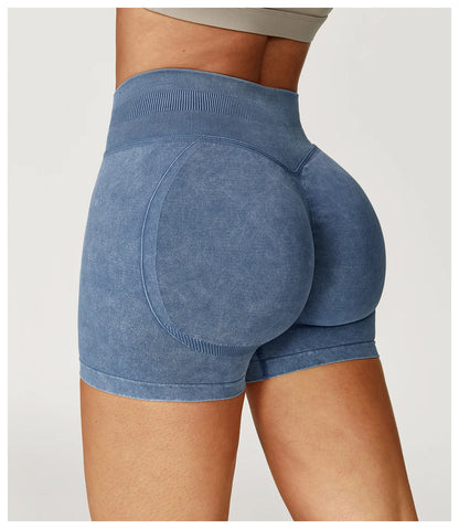 Apex Ritual – Women's High-Waist Yoga Shorts – Sand-Washed Squat-Proof Training Shorts