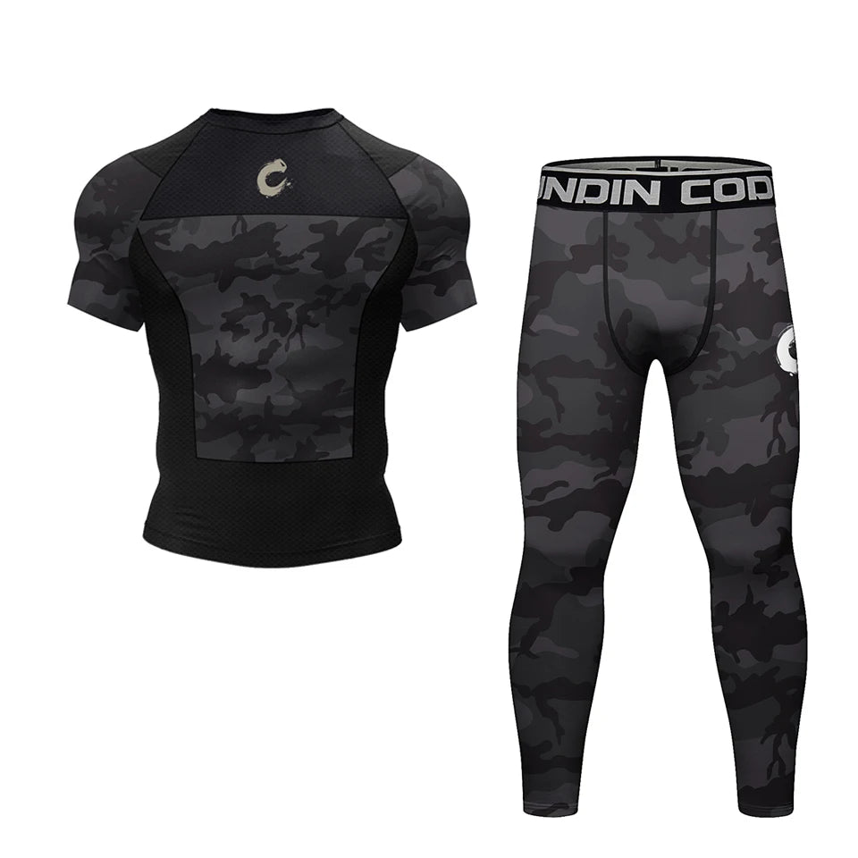 Apex Ritual – Black No Gi BJJ Jiu Jitsu T-Shirt & MMA Shorts Set – Rashguard & Compression Wear