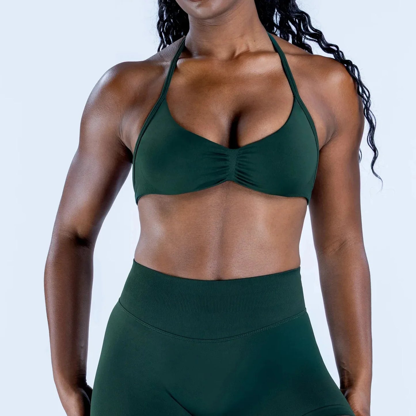Apex Ritual – Women's 2-Piece Gym Set – Strappy Bra & High-Waist Scrunch Shorts