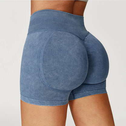 Apex Ritual – Women's High-Waist Yoga Shorts – Sand-Washed Squat-Proof Training Shorts