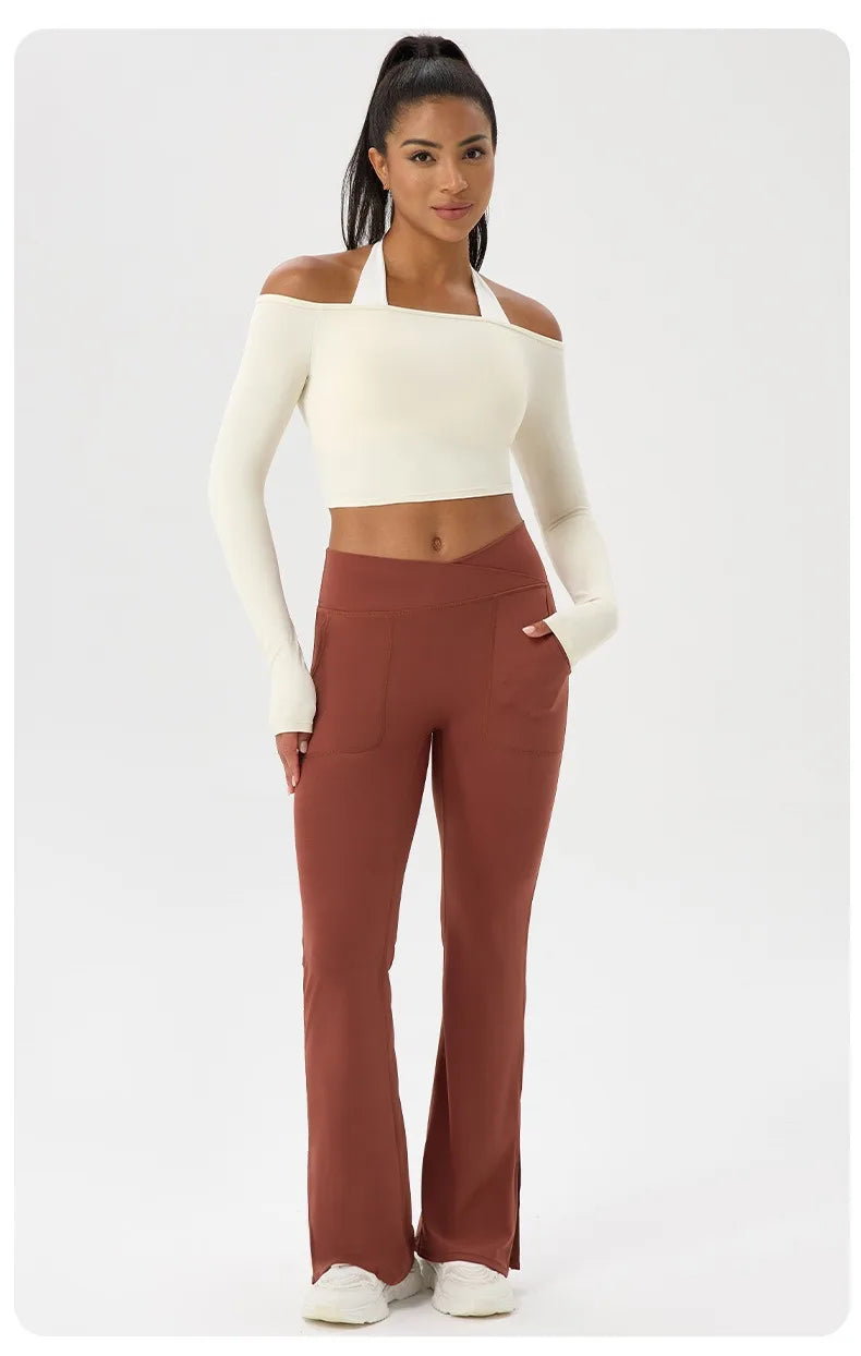 Apex Ritual – Women's Off-Shoulder Long-Sleeve Top – Quick-Dry Yoga & Gym Shirt