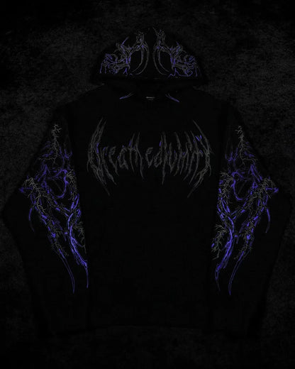Apex Ritual – Men's Dark Floral Hooded Sweatshirt – Oversized American Streetwear Fitness Pullover