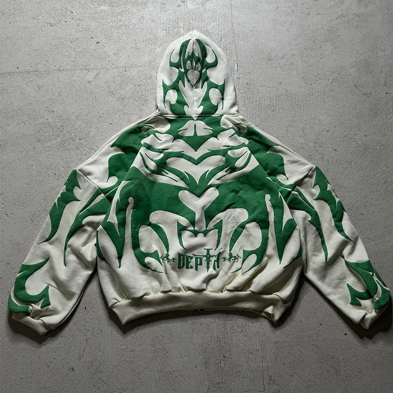 Apex Ritual – Y2K Men's Baggy Hoodies – Autumn Long Sleeve Loose Hooded Vintage Zipper Cardigan