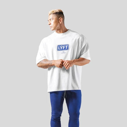 Apex Ritual – Oversized Men's Letter Print Sports Tee – Training Streetwear T-Shirt