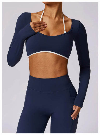 Apex Ritual Women's Backless Long-Sleeve Yoga Top – Quick-Dry Training Shirt