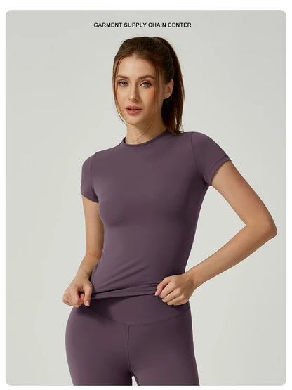 Apex Ritual – Women's Seamless Short-Sleeve Crop Top – Yoga & Running Activewear