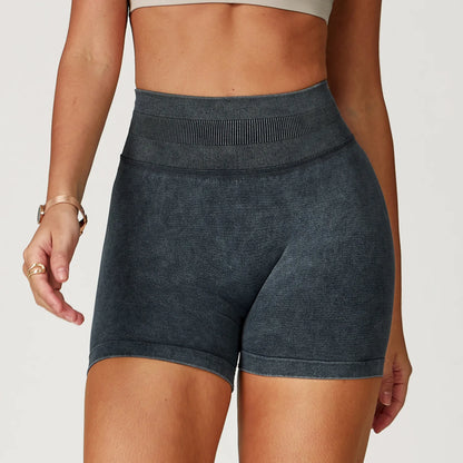 Apex Ritual – Women's High-Waist Yoga Shorts – Sand-Washed Squat-Proof Training Shorts