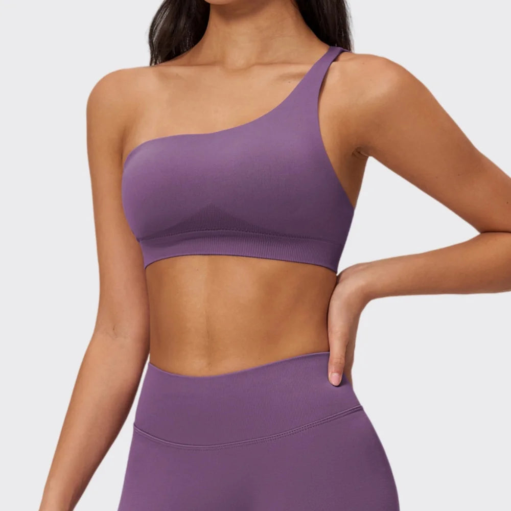 Apex Ritual – Seamless Sport Bra Women – Breathable Shockproof Oblique Shoulder Yoga Bra Sportswear