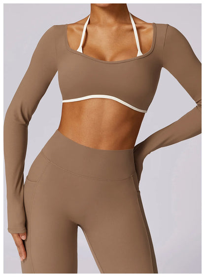 Apex Ritual Women's Backless Long-Sleeve Yoga Top – Quick-Dry Training Shirt