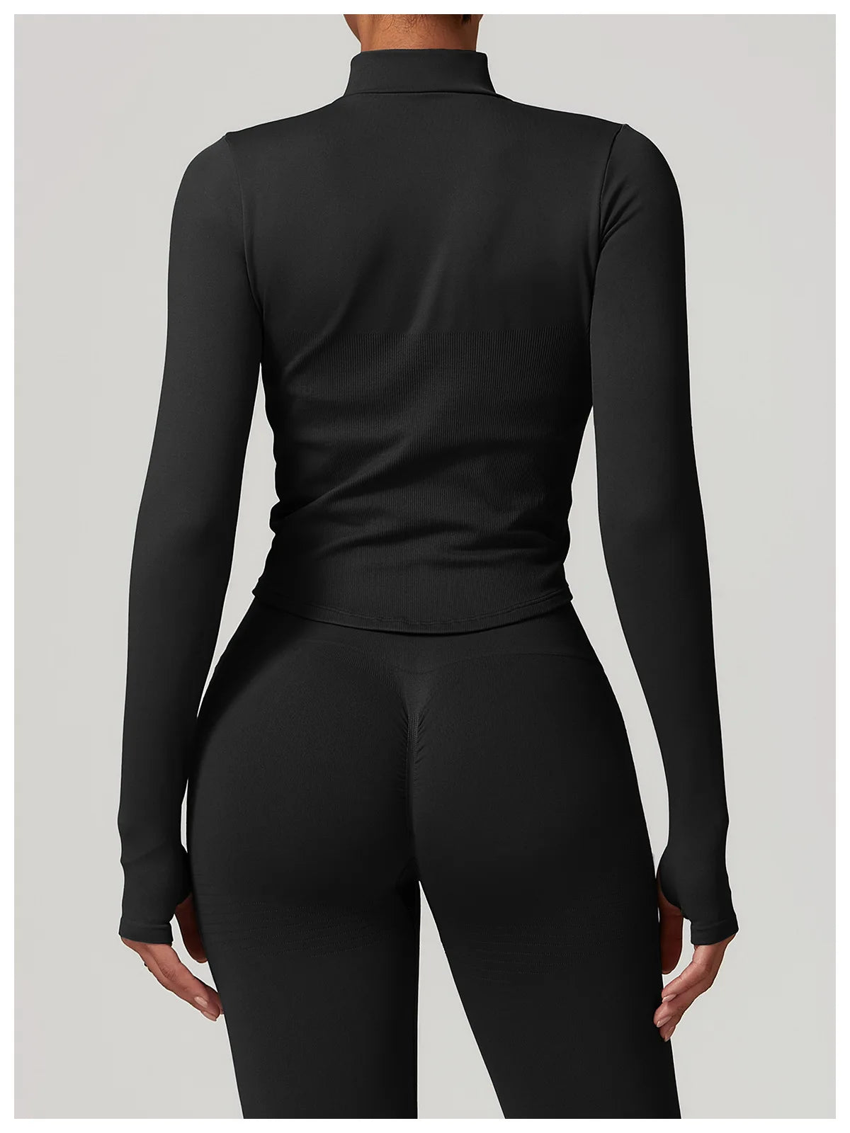 Apex Ritual – Ribbed Yoga Tops Women – Standing Collar Long Sleeve Fitness Top Gym Running Shirt