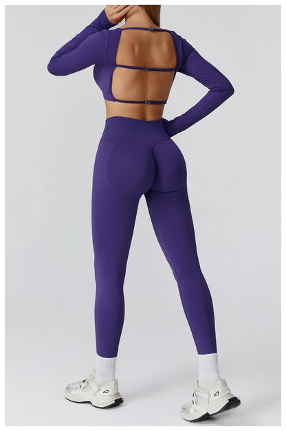 Apex Ritual – Seamless Quick-Dry Sportswear – Women's Square Neck Gym Crop Top & Long Sleeve