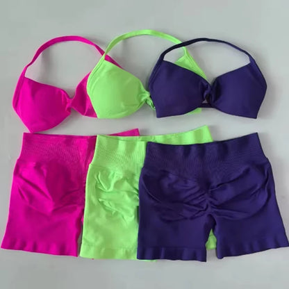 Apex Ritual – Women's 2-Piece Gym Set – Strappy Bra & High-Waist Scrunch Shorts