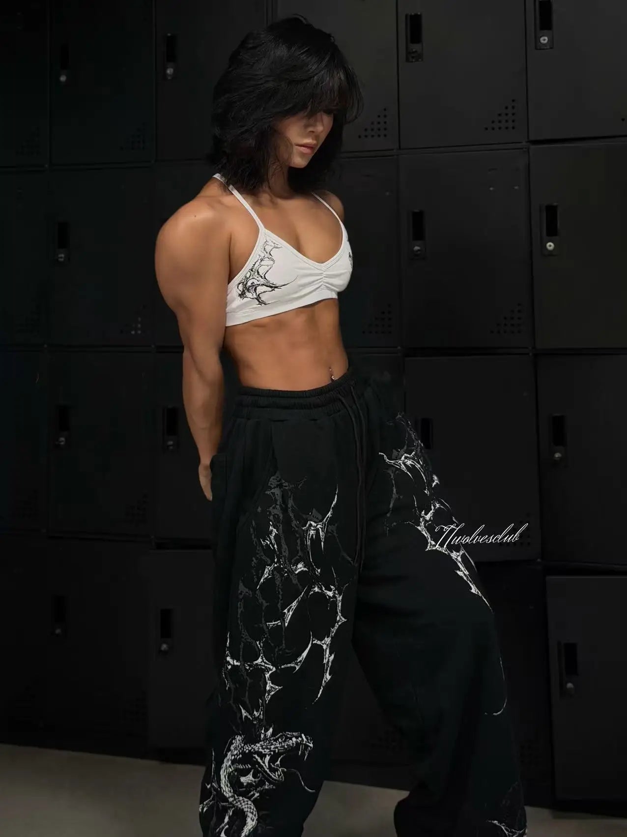 Apex Ritual – Women's Gothic Sports Bra & Shorts Set – Quick-Dry Knit Bralette with Chest Pad