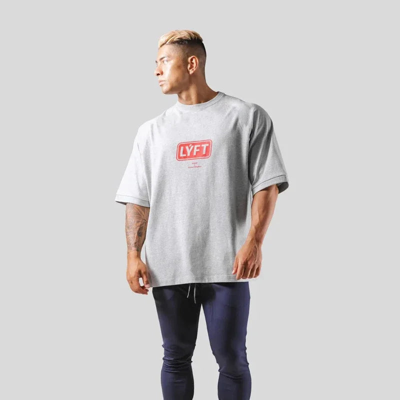Apex Ritual – Oversized Men's Letter Print Sports Tee – Training Streetwear T-Shirt