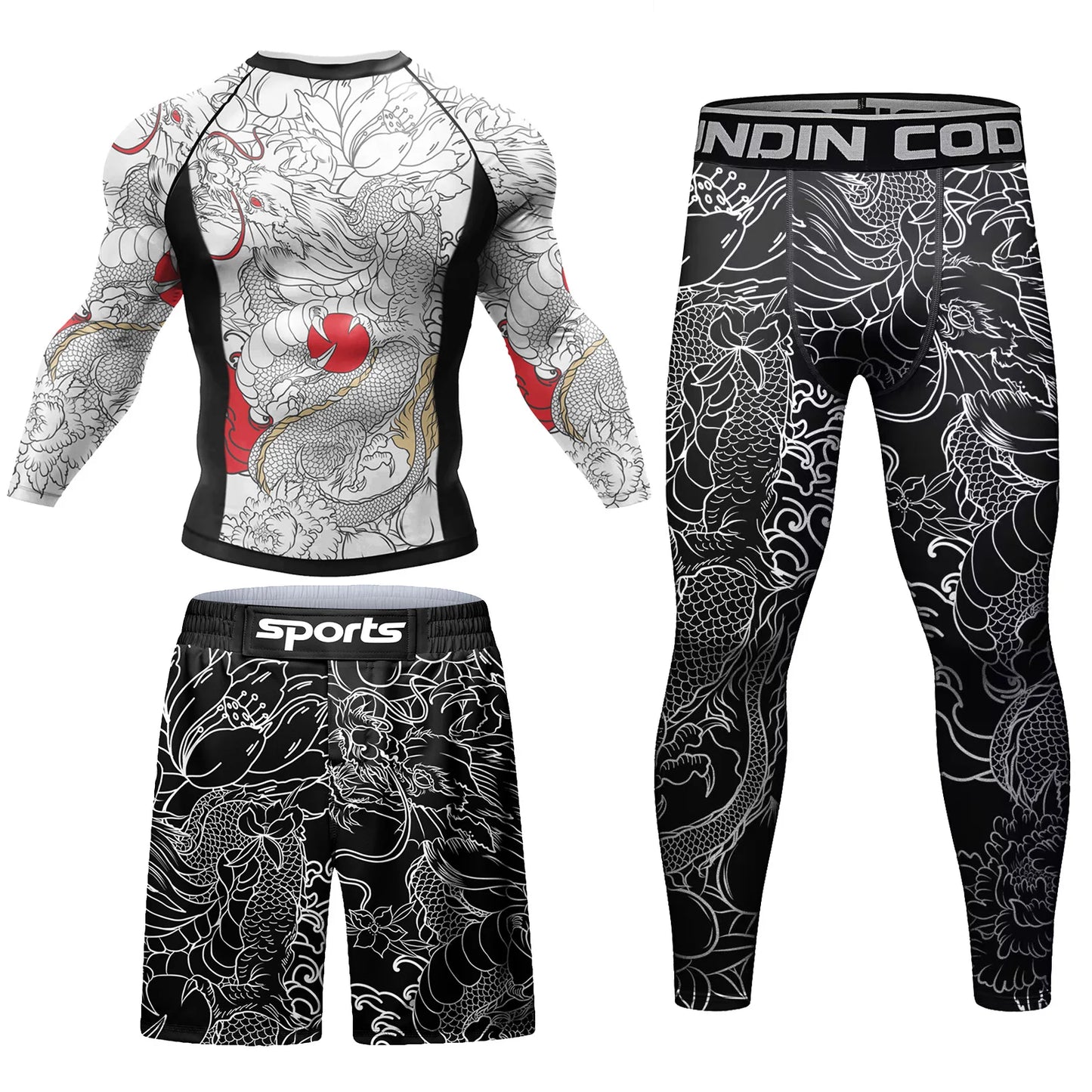 Apex Ritual No-Gi Compression Set – BJJ & Muay Thai Rashguard, Tee & Shorts