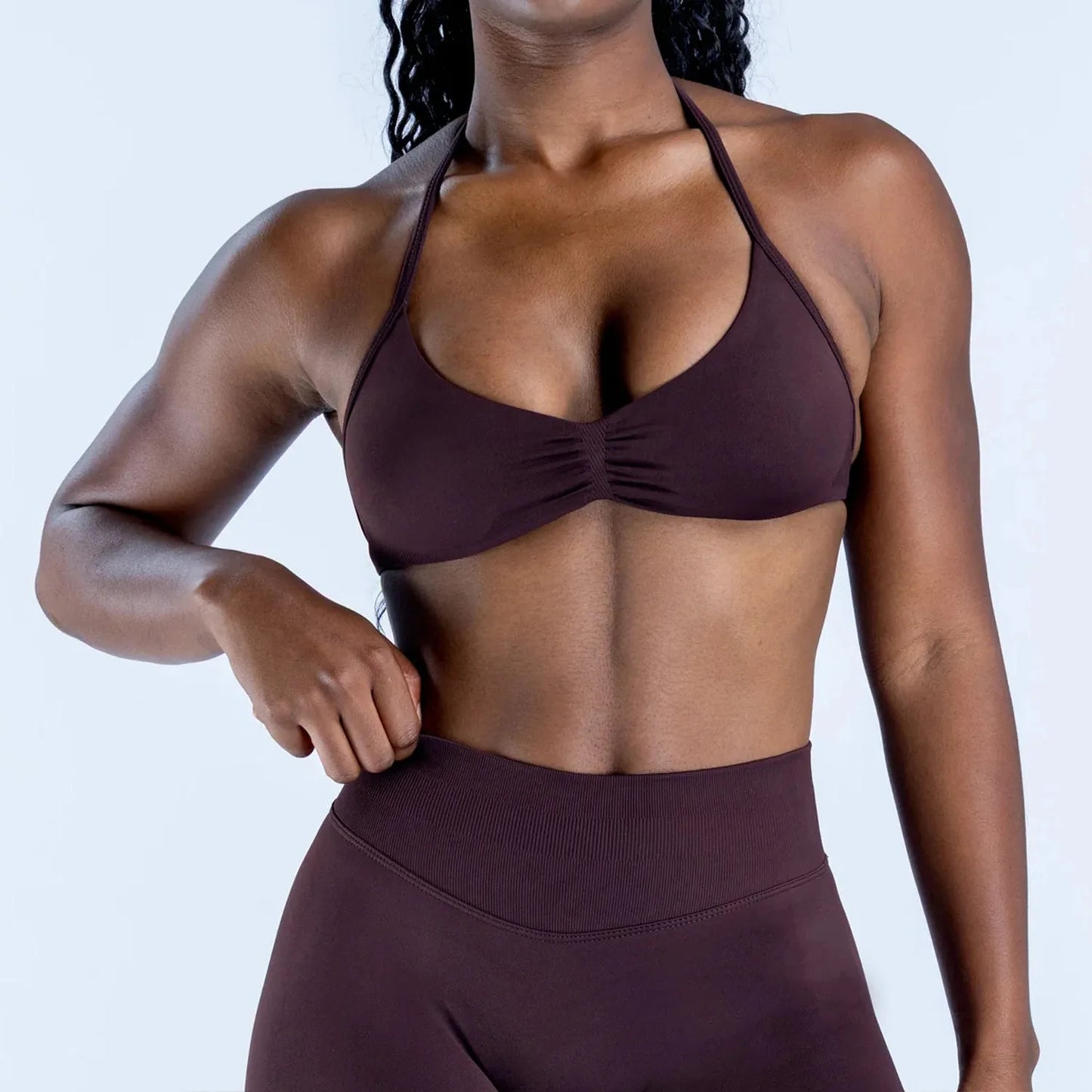 Apex Ritual – Women's 2-Piece Gym Set – Strappy Bra & High-Waist Scrunch Shorts