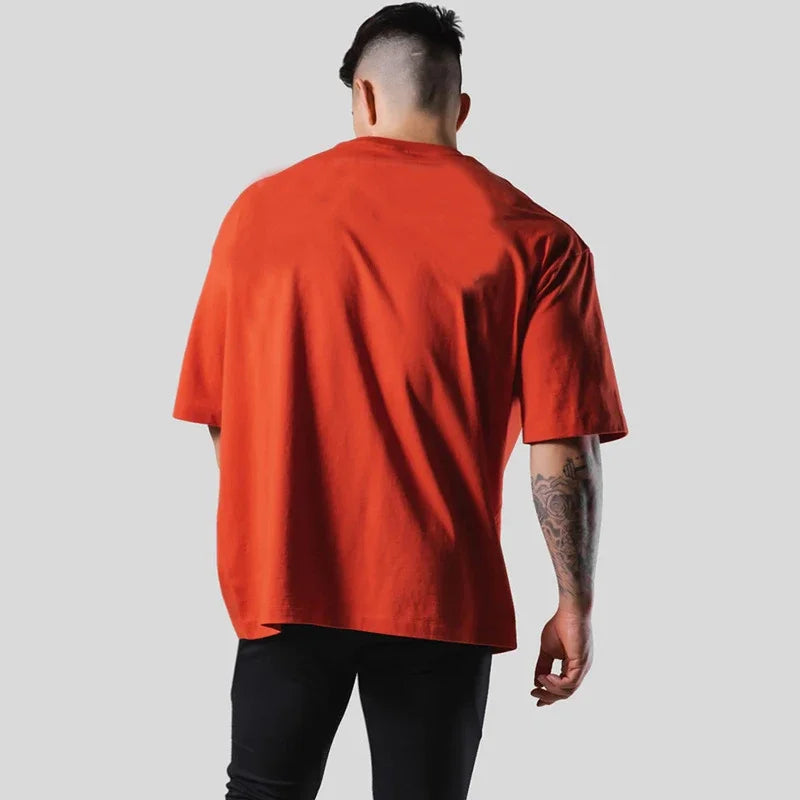 Apex Ritual – Oversized Men's Letter Print Sports Tee – Training Streetwear T-Shirt