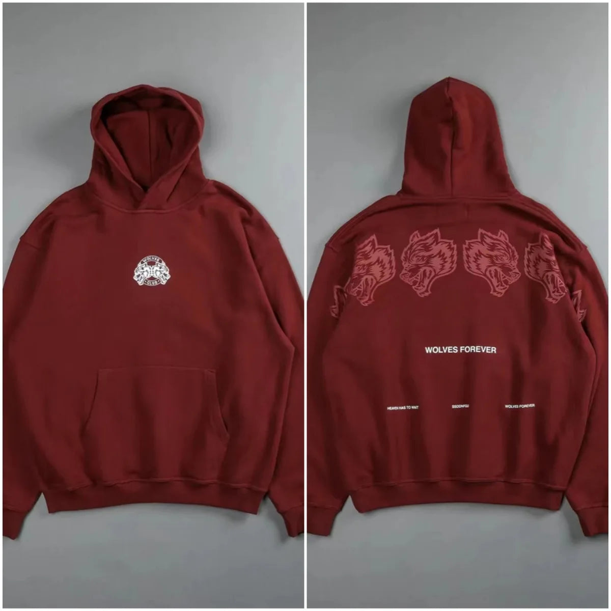 Apex Ritual – Retro Wolf Head Backprint Hoodie – Fleece Lined Sweatshirt Men & Women