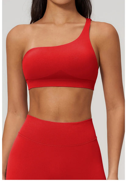 Apex Ritual – Seamless Sport Bra Women – Breathable Shockproof Oblique Shoulder Yoga Bra Sportswear