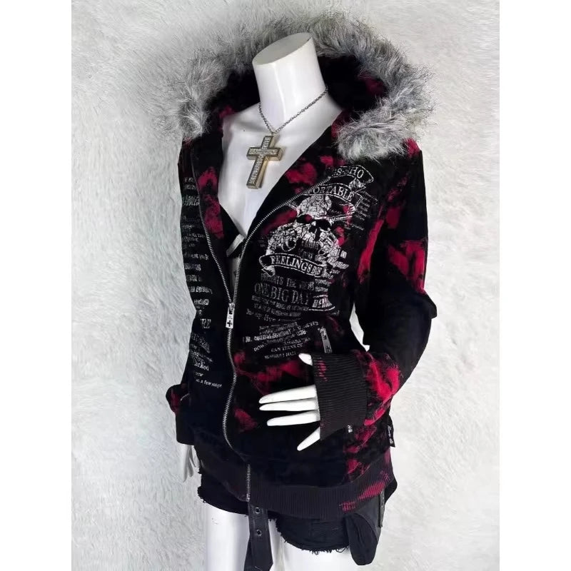 Apex Ritual – Y2K Harajuku Vintage Letter Embroidered Jacket Women – Gothic Hip Hop Casual Coat
