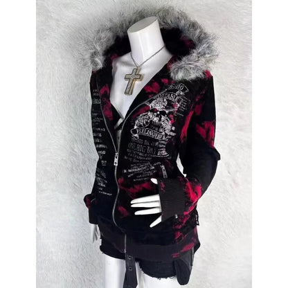 Apex Ritual – Y2K Harajuku Vintage Letter Embroidered Jacket Women – Gothic Hip Hop Casual Coat