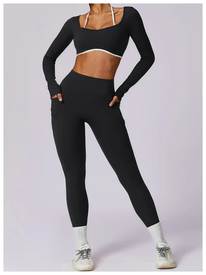 Apex Ritual Women's Backless Long-Sleeve Yoga Top – Quick-Dry Training Shirt