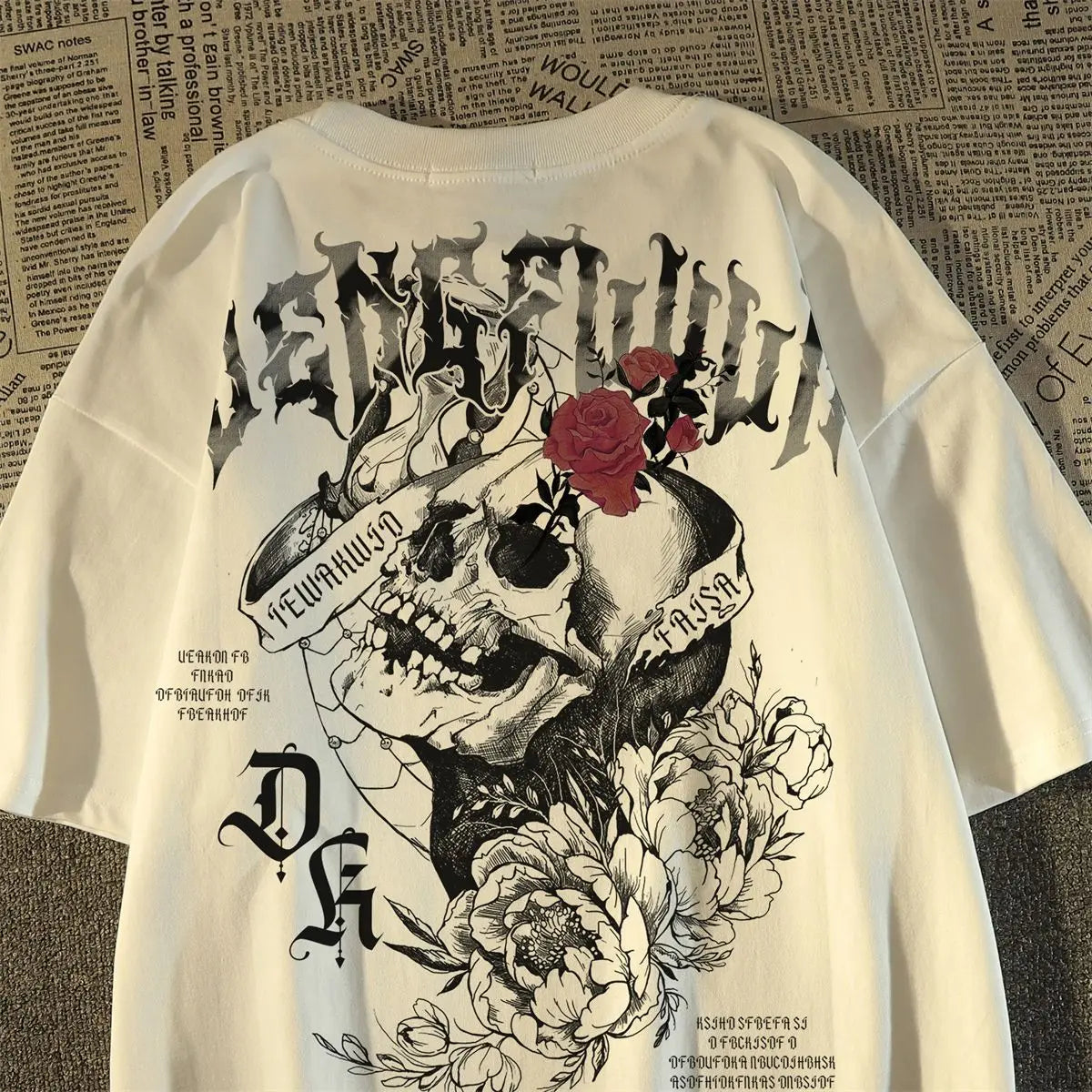 Apex Ritual – Women's Skull Print Cotton T-Shirt – Vintage Round Neck Short Sleeve Tee