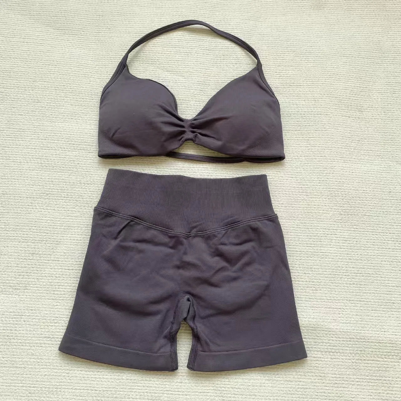 Apex Ritual – Women's 2-Piece Gym Set – Strappy Bra & High-Waist Scrunch Shorts