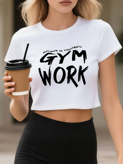 Apex Ritual – Women's Gym Print Crop Top – Short Sleeve Streetwear Training Tee