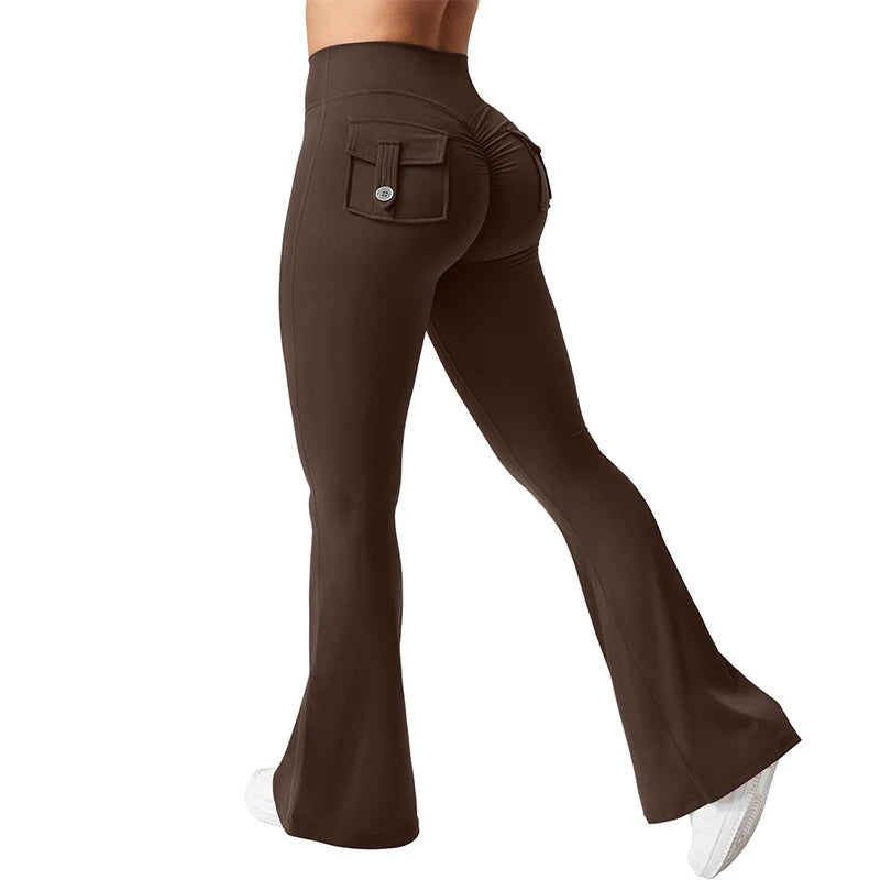 Apex Ritual – Women's High-Waist Flare Leggings – Pocket Quick-Dry Training Pants