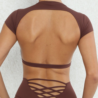 Apex Ritual – Sexy Padded Sports Shirts Breathable Workout Tops – Backless Yoga Crop Tops Women Gym Top