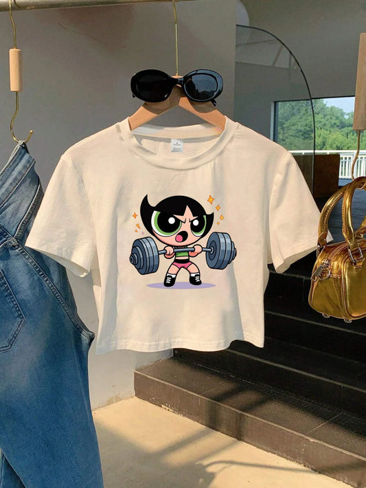 Apex Ritual – Women's Graphic Crew Neck T-Shirt – Cartoon Print Short Sleeve Casual Tee