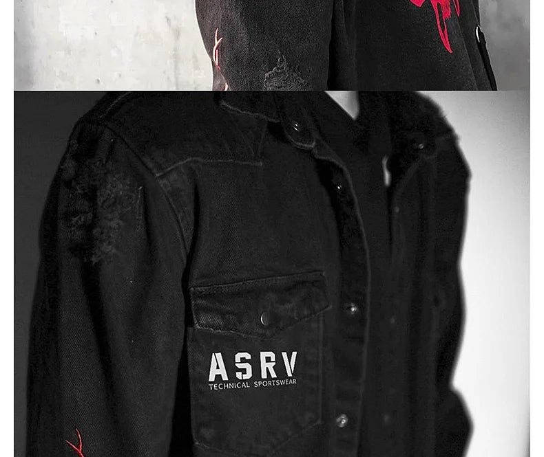 Apex Ritual – Gym Mens Denim Jacket – Fashion Motorcycle Jeans Jacket Casual Sports Fitness Coat