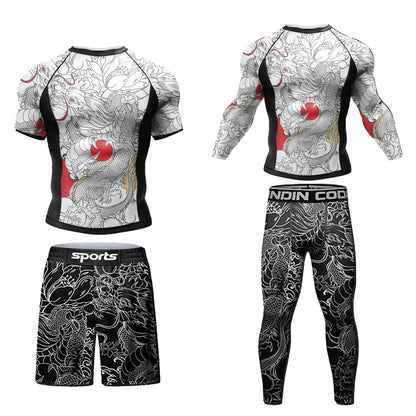 Apex Ritual No-Gi Compression Set – BJJ & Muay Thai Rashguard, Tee & Shorts