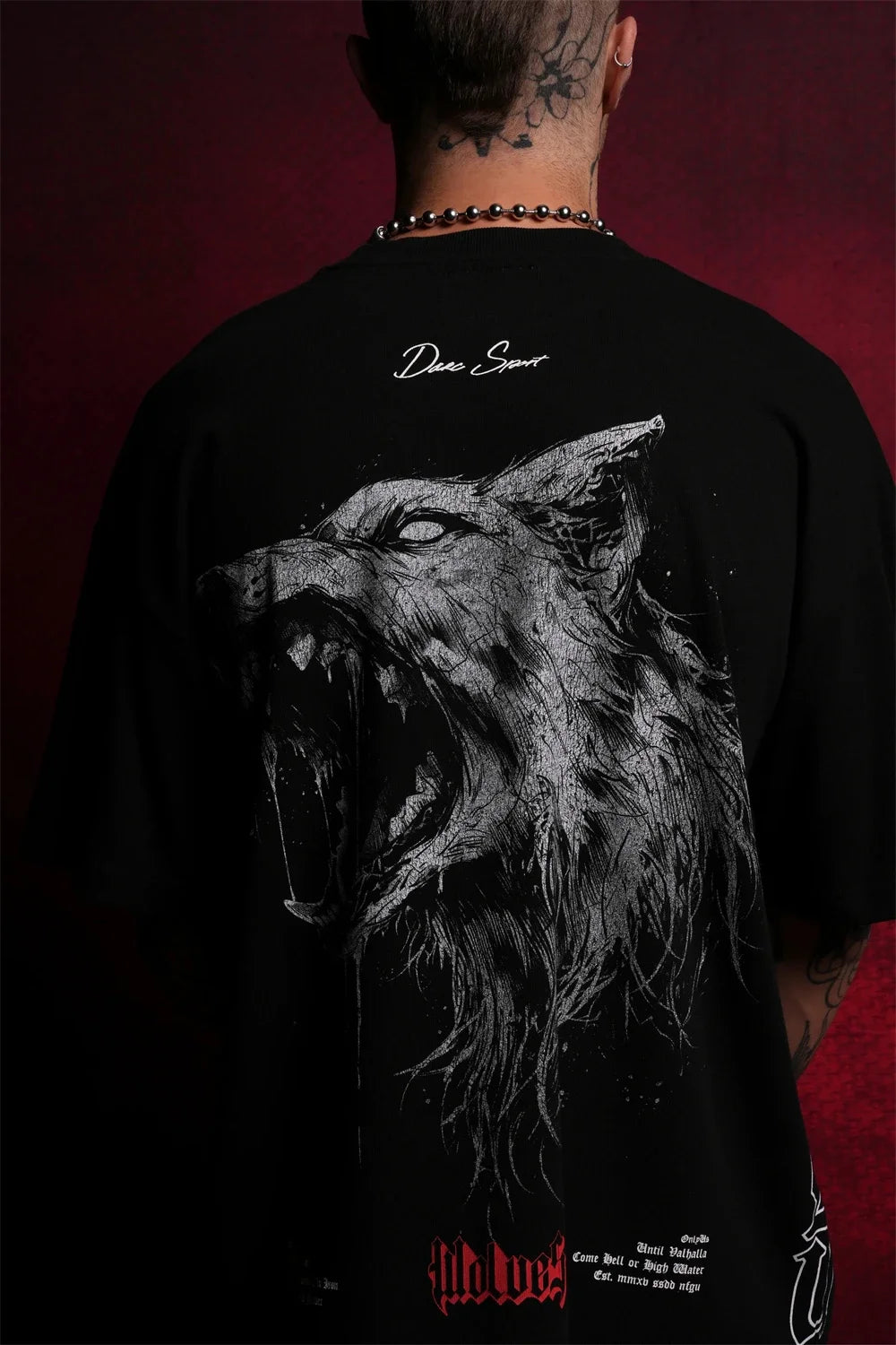 Apex Ritual – EINHERJAR Side By Side Oversized Tee – Y2K Gothic Hip Hop Couple T-Shirt