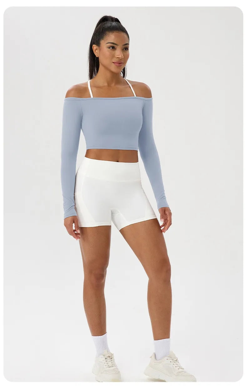 Apex Ritual – Women's Off-Shoulder Long-Sleeve Top – Quick-Dry Yoga & Gym Shirt