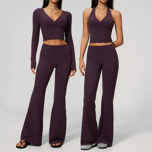 Apex Ritual – Yoga Set 2PCS Women – Gym Legging Fitness Bra Crop Top Long Sleeve Sports Suits
