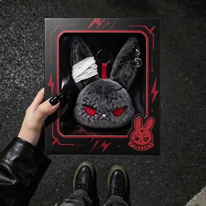 Apex Ritual – Hot Gothic Bunny Plush Keychain – Kawaii Rabbit Bag Charm Key Ring Pendant