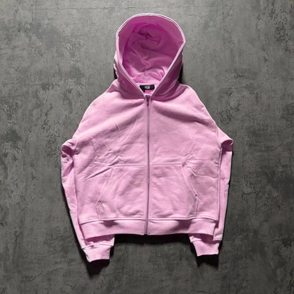 Apex Ritual – New Fashion High Street Pink Vine Pattern Embroidered Women Sports Hoodie – Gothic Style