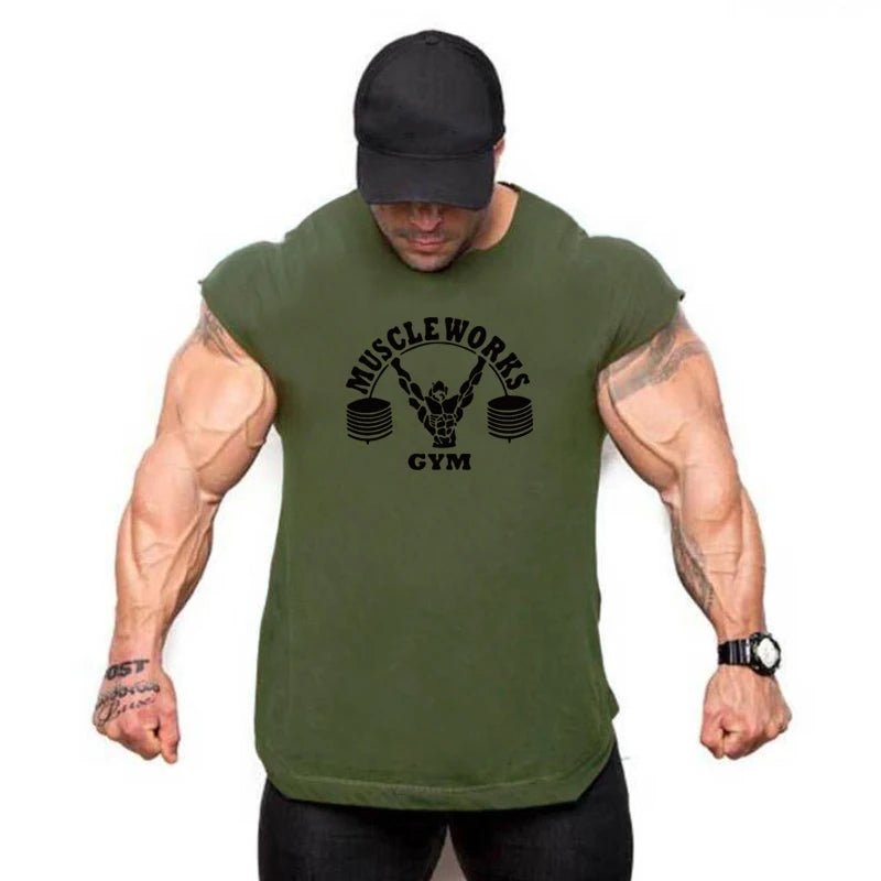 Apex Ritual – Men's Cotton Stringer Tank Top – Sleeveless Bodybuilding Gym Vest