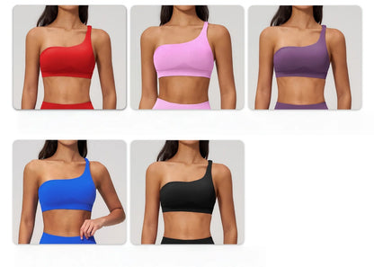 Apex Ritual – Seamless Sport Bra Women – Breathable Shockproof Oblique Shoulder Yoga Bra Sportswear