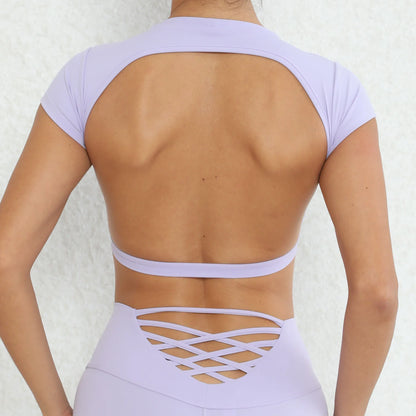 Apex Ritual – Sexy Padded Sports Shirts Breathable Workout Tops – Backless Yoga Crop Tops Women Gym Top