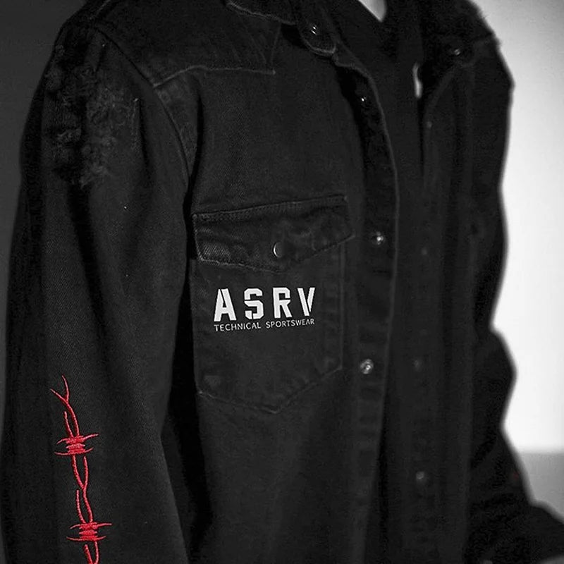 Apex Ritual – Gym Mens Denim Jacket – Fashion Motorcycle Jeans Jacket Casual Sports Fitness Coat