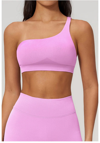 Apex Ritual – Seamless Sport Bra Women – Breathable Shockproof Oblique Shoulder Yoga Bra Sportswear