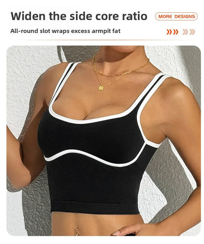 Apex Ritual – Color Blocking Sports Vest Women – No-Wire Push Up Fitness Bra